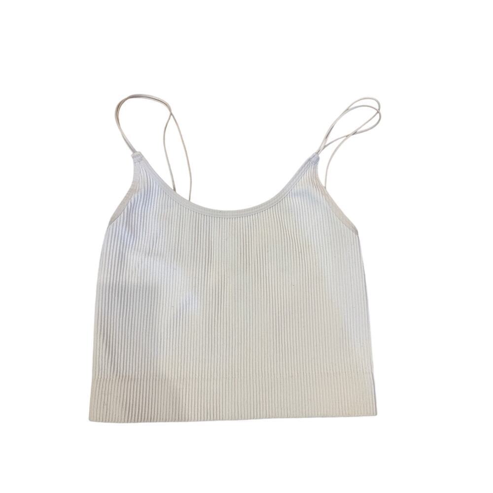 Sun-deh ribbed cropped tank top with double thin strap womens XSmall White
